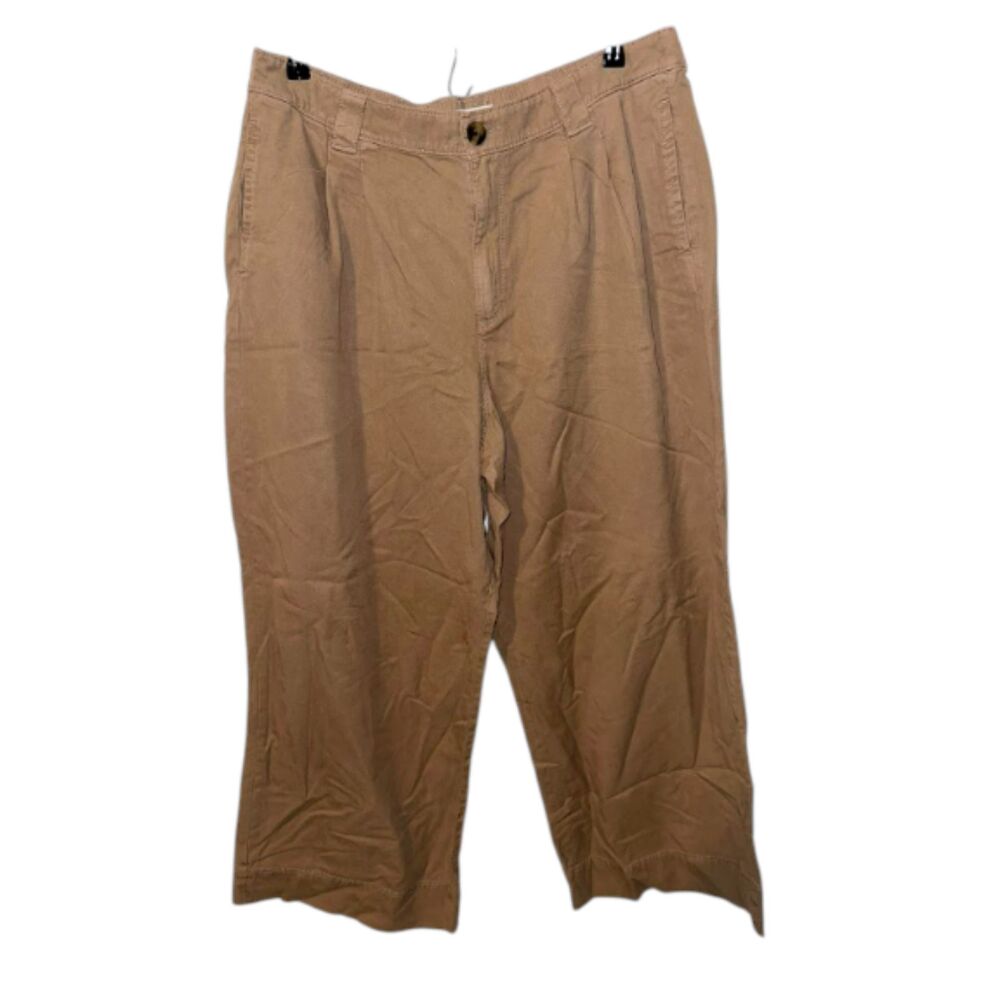 Sonoma High Rise Wide Leg Khaki Minimalist Workwear Structured Relaxed Pants